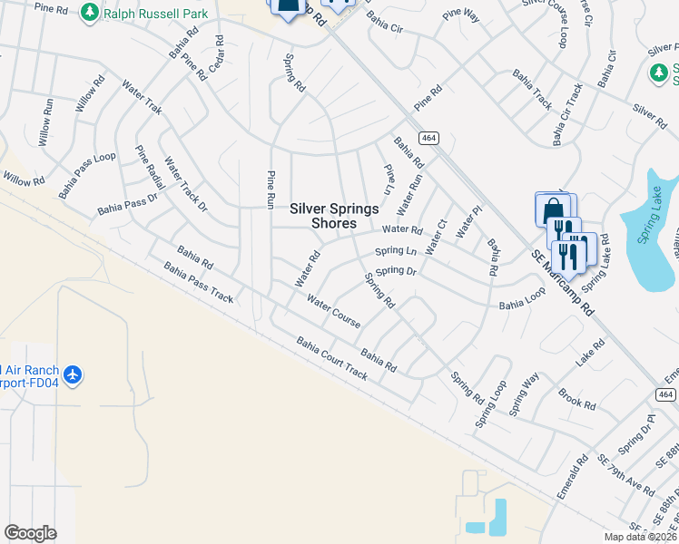 map of restaurants, bars, coffee shops, grocery stores, and more near 438 Spring Drive in Ocala