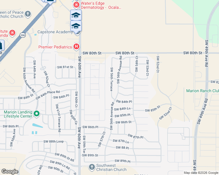 map of restaurants, bars, coffee shops, grocery stores, and more near 8347 Southwest 56th Terrace in Ocala