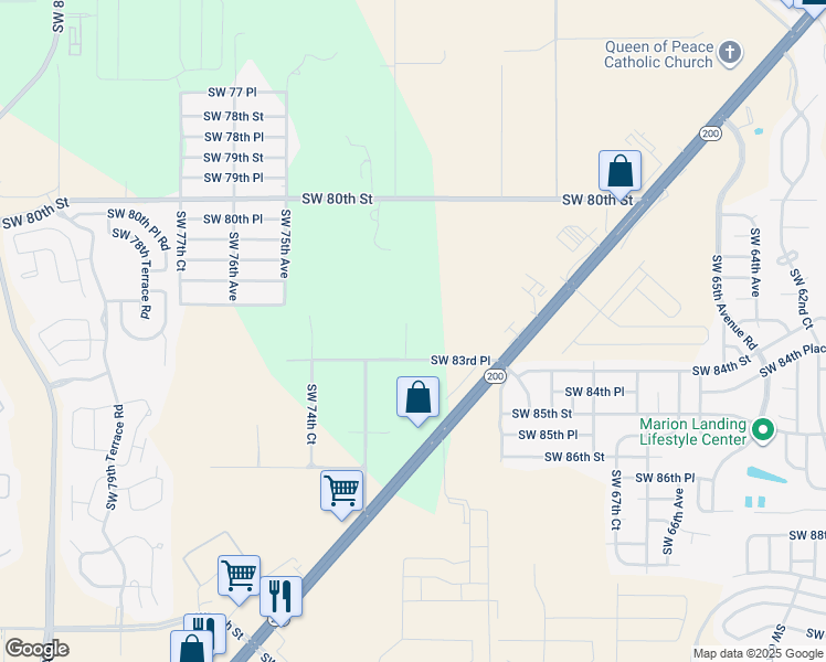 map of restaurants, bars, coffee shops, grocery stores, and more near 7231 Southwest 83rd Place in Ocala