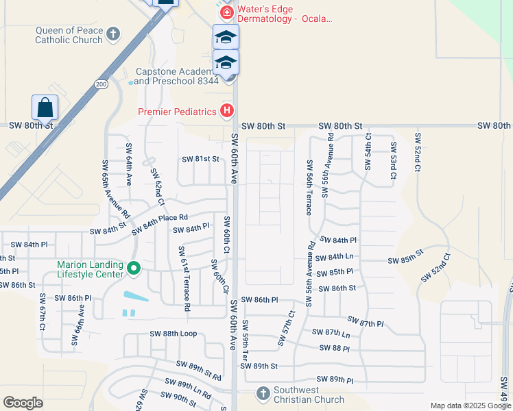 map of restaurants, bars, coffee shops, grocery stores, and more near 5880 Southwest 80th Street in Ocala