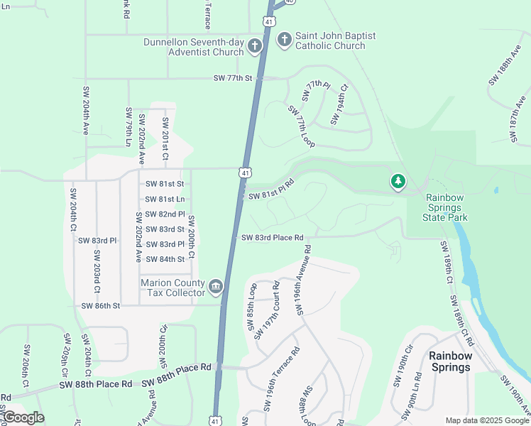 map of restaurants, bars, coffee shops, grocery stores, and more near 19713 Southwest 82nd Loop in Dunnellon