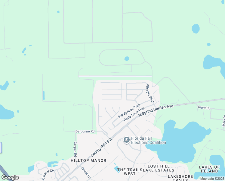map of restaurants, bars, coffee shops, grocery stores, and more near 3100-3154 Pine Run Trail in DeLand
