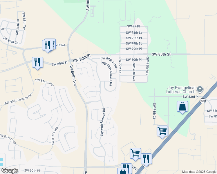 map of restaurants, bars, coffee shops, grocery stores, and more near 7856 South West 82nd Place in Ocala