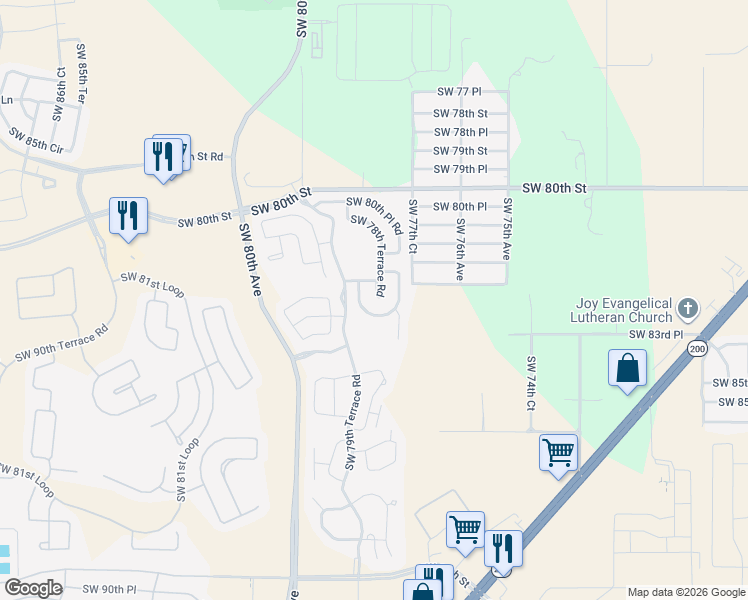 map of restaurants, bars, coffee shops, grocery stores, and more near 7856 South West 82nd Place in Ocala