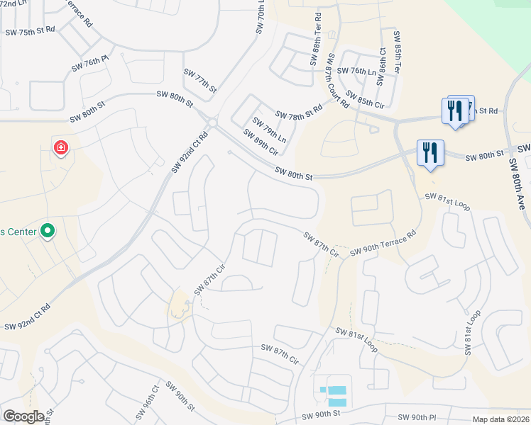 map of restaurants, bars, coffee shops, grocery stores, and more near 9044 Southwest 81st Loop in Ocala