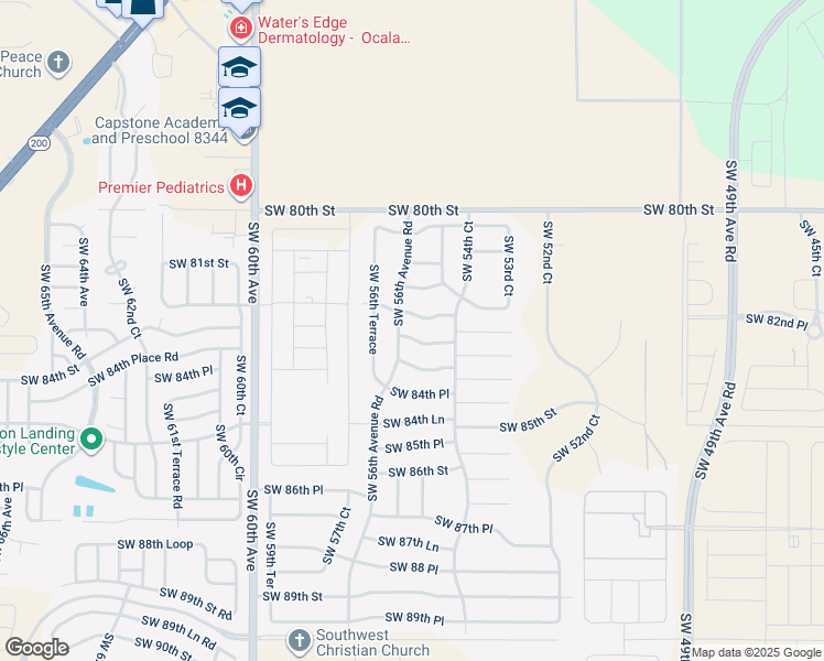map of restaurants, bars, coffee shops, grocery stores, and more near 5561 Southwest 83rd Street in Ocala