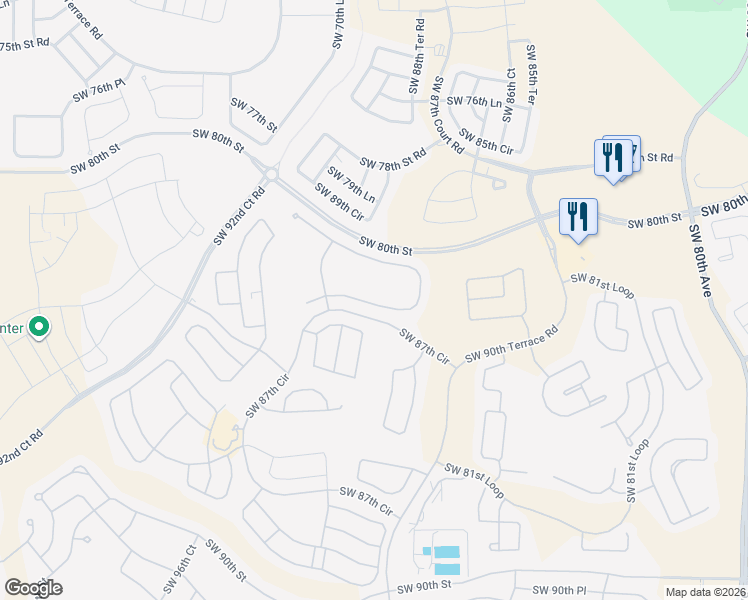 map of restaurants, bars, coffee shops, grocery stores, and more near 9044 Southwest 81st Loop in Ocala