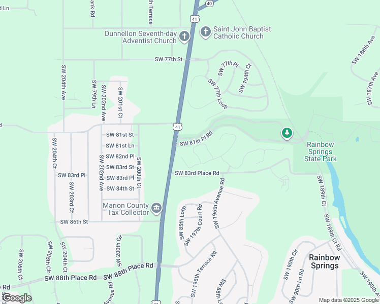 map of restaurants, bars, coffee shops, grocery stores, and more near 19713 Southwest 82nd Loop in Dunnellon
