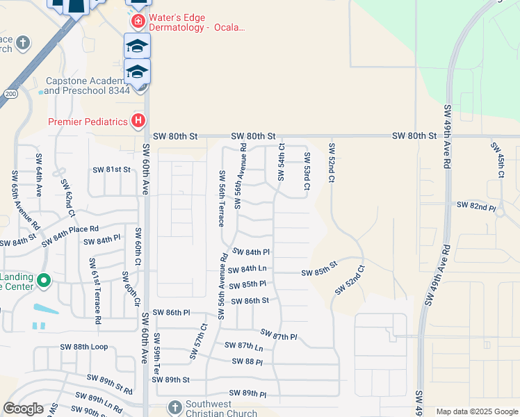 map of restaurants, bars, coffee shops, grocery stores, and more near 5528 Southwest 82nd Place in Ocala