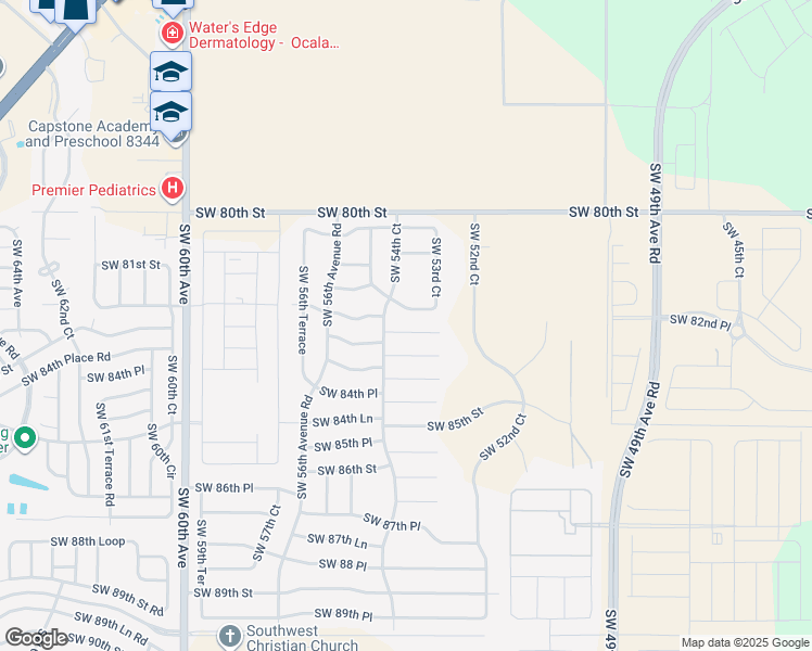 map of restaurants, bars, coffee shops, grocery stores, and more near 5421 Southwest 82nd Lane in Ocala