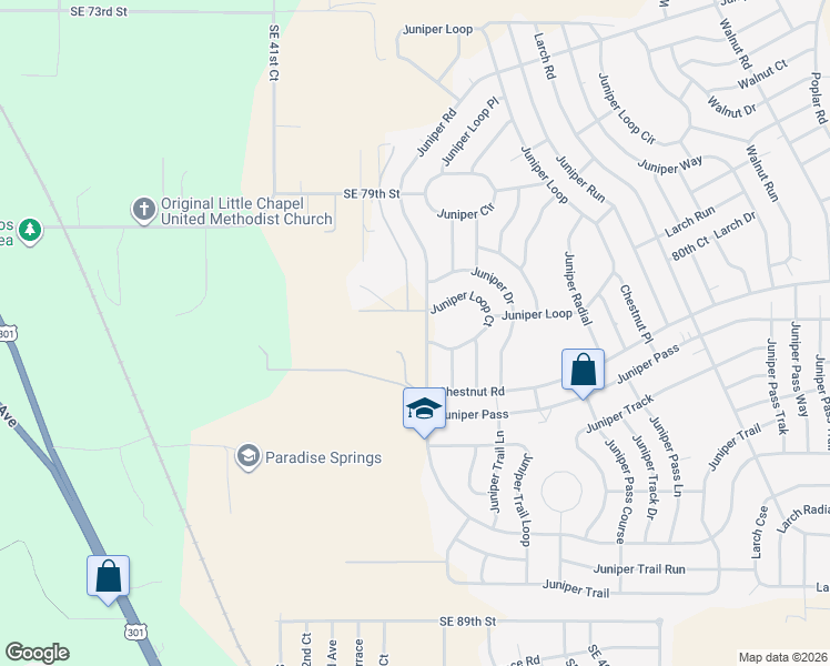 map of restaurants, bars, coffee shops, grocery stores, and more near 8260 Juniper Road in Ocala