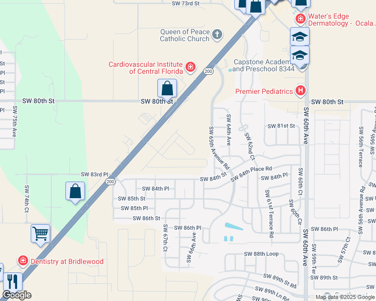 map of restaurants, bars, coffee shops, grocery stores, and more near 8336 Southwest 65th Avenue Road in Ocala