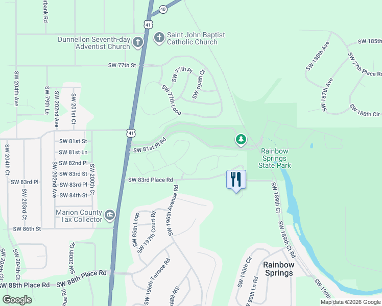 map of restaurants, bars, coffee shops, grocery stores, and more near 8209 Southwest 196th Court Road in Dunnellon