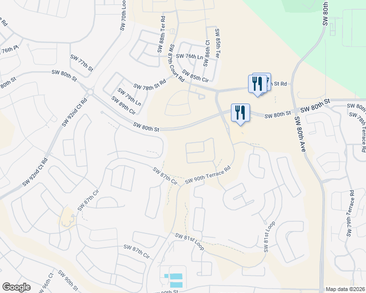map of restaurants, bars, coffee shops, grocery stores, and more near 8659 Southwest 83rd Loop in Ocala