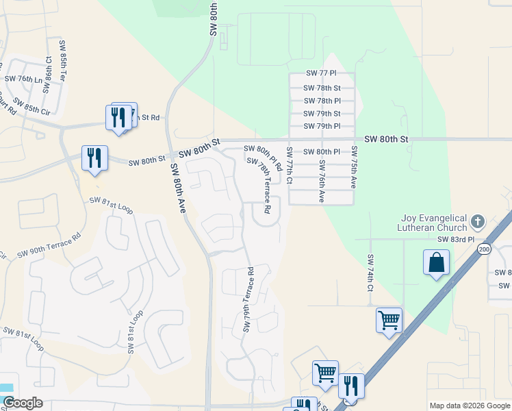 map of restaurants, bars, coffee shops, grocery stores, and more near 8928 Southwest 78th Circle in Ocala
