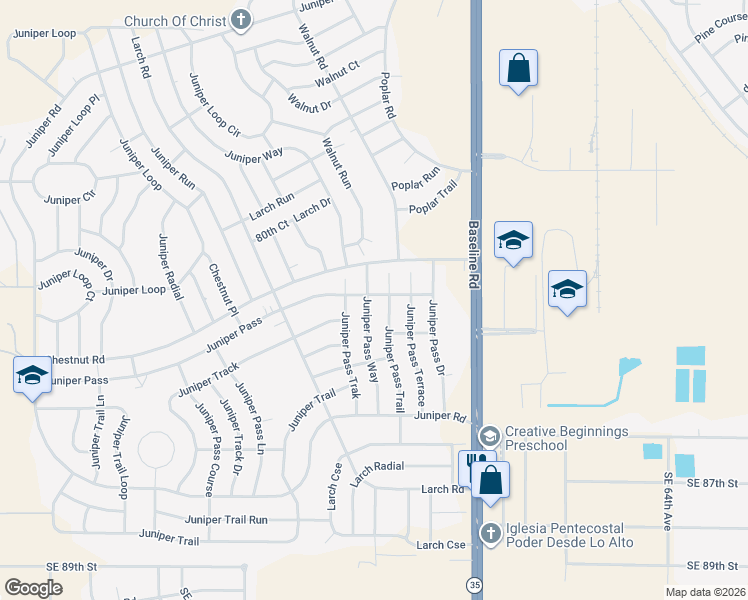 map of restaurants, bars, coffee shops, grocery stores, and more near 35 Juniper Pass Way in Ocala