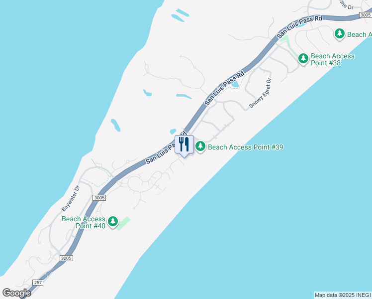 map of restaurants, bars, coffee shops, grocery stores, and more near 4121 Pointe West Drive in Galveston