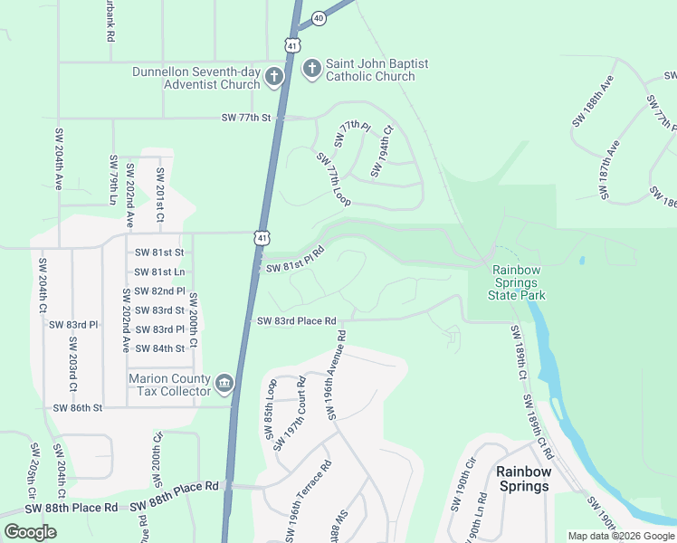 map of restaurants, bars, coffee shops, grocery stores, and more near 8128 Southwest 196th Court Road in Dunnellon