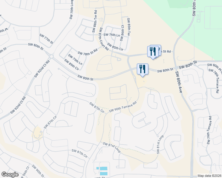 map of restaurants, bars, coffee shops, grocery stores, and more near 8650 Southwest 83rd Loop in Ocala