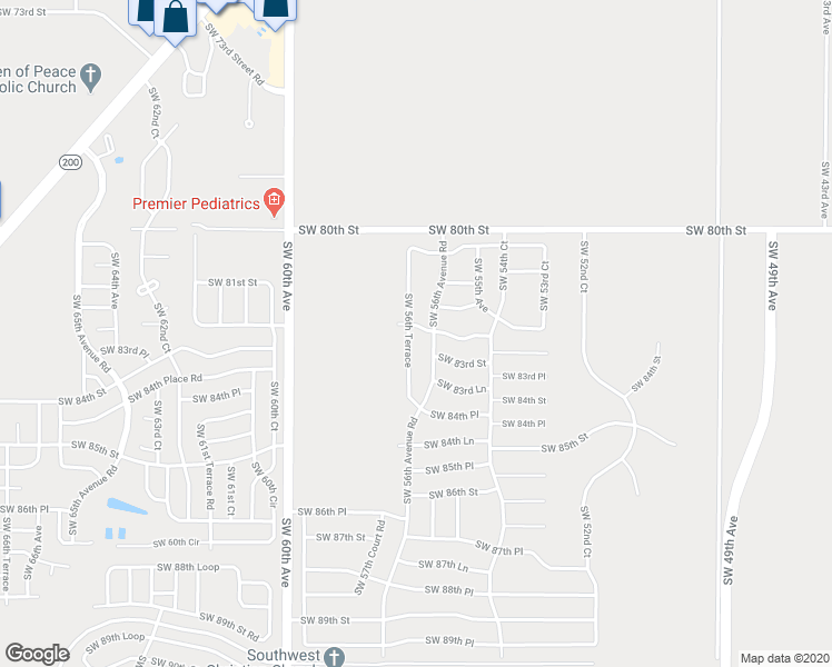 map of restaurants, bars, coffee shops, grocery stores, and more near 8261 Southwest 56th Terrace in Ocala