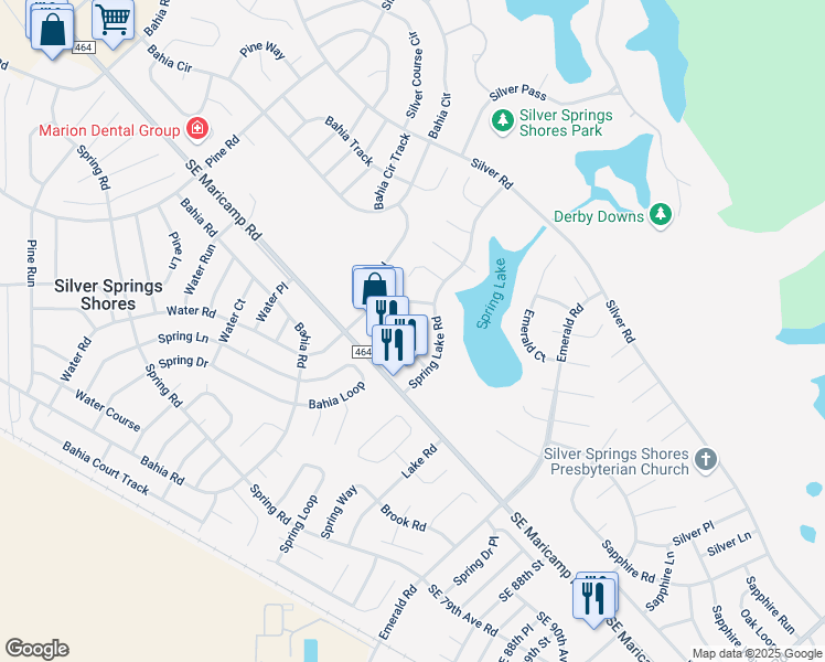 map of restaurants, bars, coffee shops, grocery stores, and more near 9335 Southeast Maricamp Road in Ocala