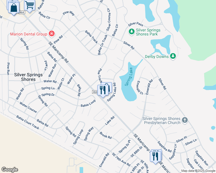 map of restaurants, bars, coffee shops, grocery stores, and more near 9335 Southeast Maricamp Road in Ocala