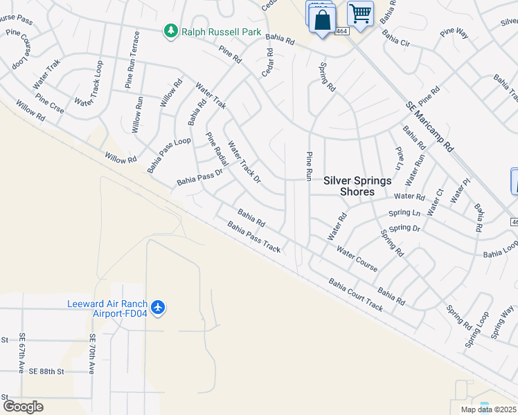 map of restaurants, bars, coffee shops, grocery stores, and more near 76 Pine Radial in Ocala