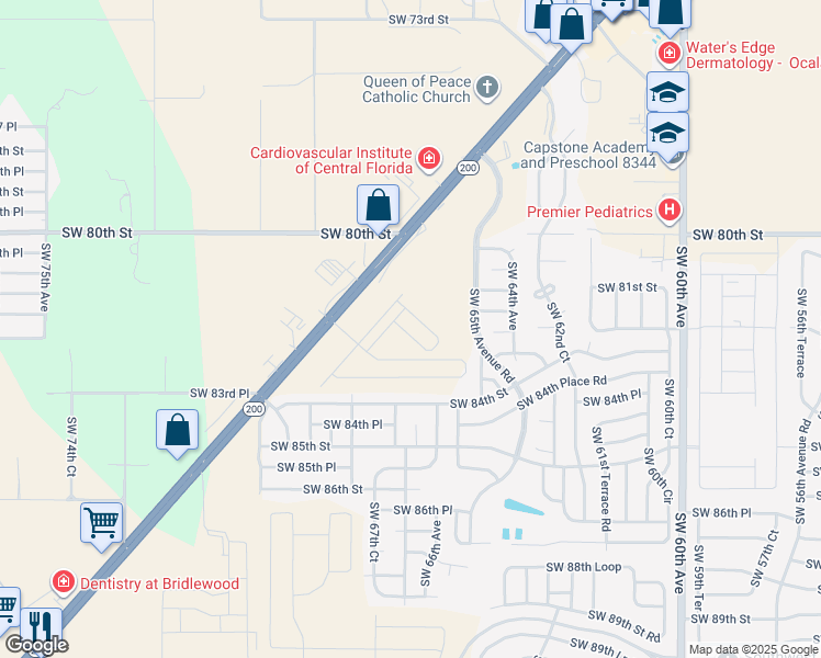 map of restaurants, bars, coffee shops, grocery stores, and more near 8336 Southwest 65th Avenue Road in Ocala