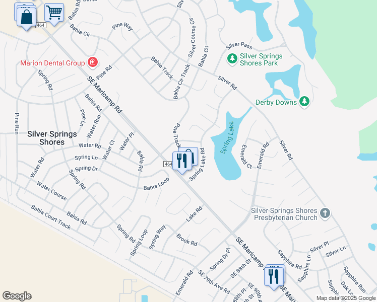 map of restaurants, bars, coffee shops, grocery stores, and more near 9335 Southeast Maricamp Road in Ocala