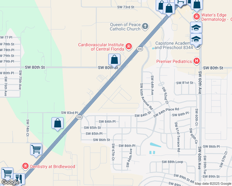map of restaurants, bars, coffee shops, grocery stores, and more near 2756 Southwest State Road 200 in Ocala