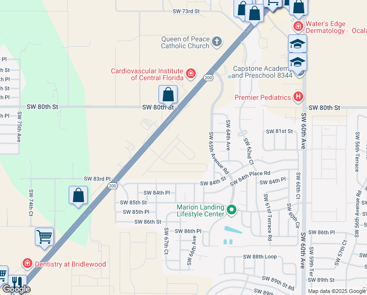 map of restaurants, bars, coffee shops, grocery stores, and more near 8336 Southwest 65th Avenue Road in Ocala