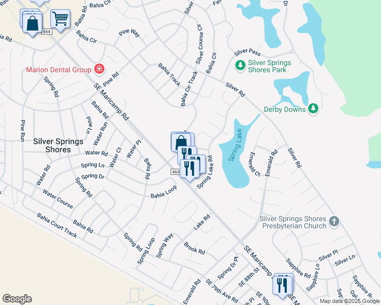 map of restaurants, bars, coffee shops, grocery stores, and more near 606 Water Road in Ocala