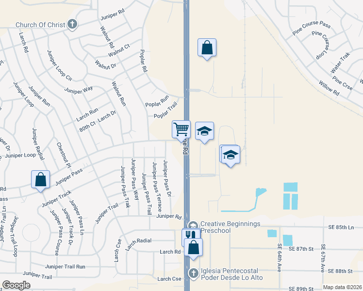 map of restaurants, bars, coffee shops, grocery stores, and more near 8140 Southeast 58th Avenue in Ocala