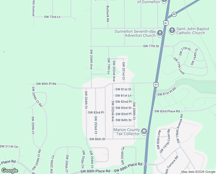 map of restaurants, bars, coffee shops, grocery stores, and more near 20215 Southwest 80th Place Road in Dunnellon