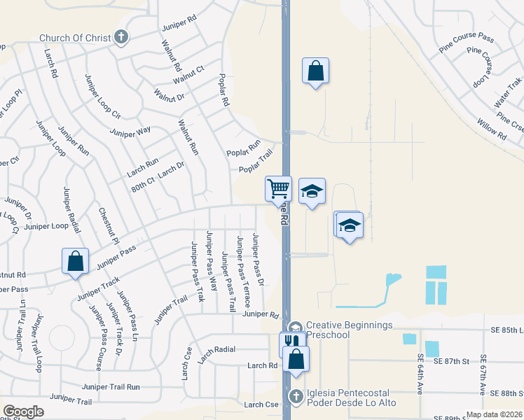 map of restaurants, bars, coffee shops, grocery stores, and more near 8140 Southeast 58th Avenue in Ocala