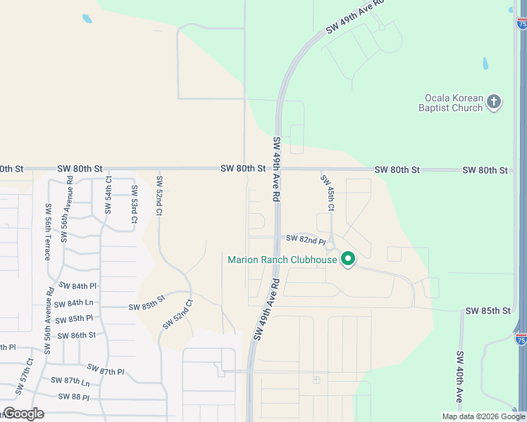 map of restaurants, bars, coffee shops, grocery stores, and more near 5040 Southwest 80th Street in Ocala