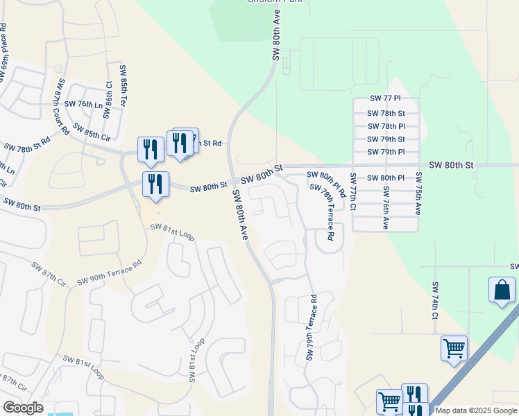 map of restaurants, bars, coffee shops, grocery stores, and more near 8053 South West 81st Loop in Ocala