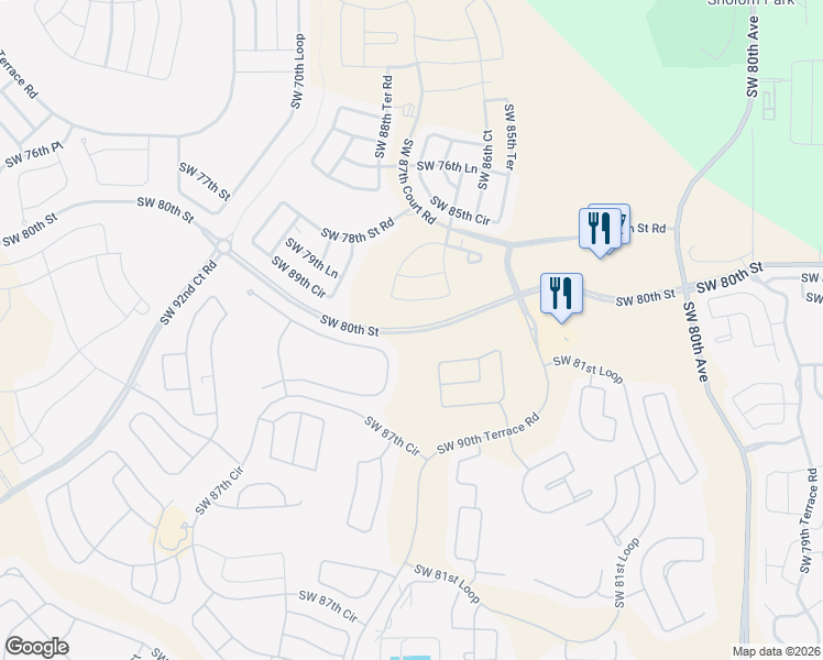 map of restaurants, bars, coffee shops, grocery stores, and more near 8785 Southwest 80th Avenue in Ocala
