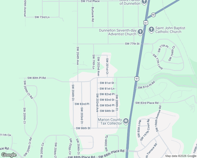 map of restaurants, bars, coffee shops, grocery stores, and more near 20215 Southwest 80th Place Road in Dunnellon