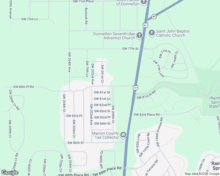 map of restaurants, bars, coffee shops, grocery stores, and more near 20001 Southwest 81st Street in Dunnellon