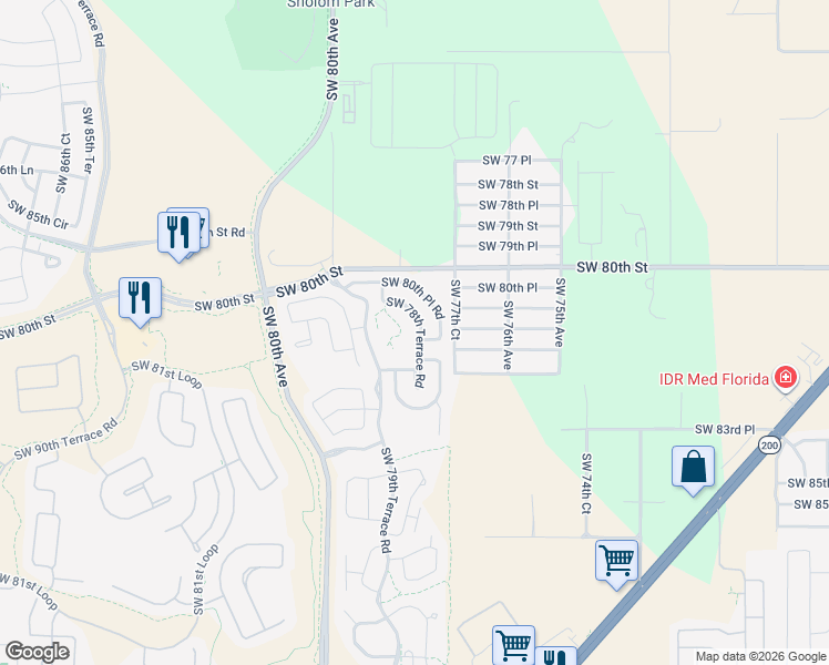map of restaurants, bars, coffee shops, grocery stores, and more near 8134 Southwest 78th Terrace Road in Ocala