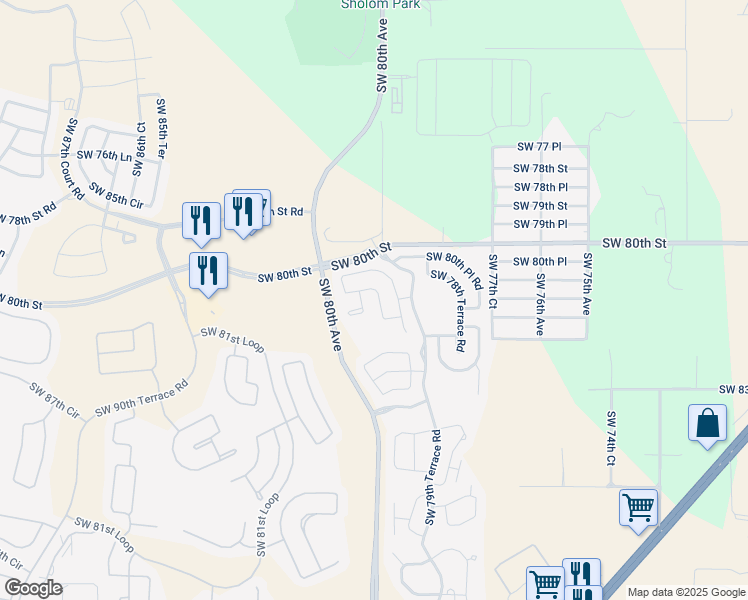 map of restaurants, bars, coffee shops, grocery stores, and more near 8085 South West 81st Loop in Ocala