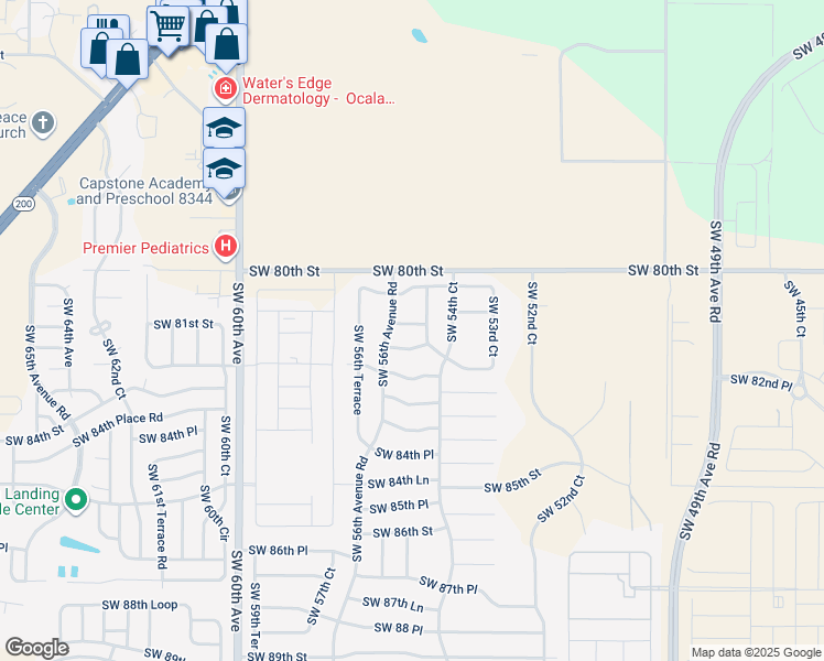 map of restaurants, bars, coffee shops, grocery stores, and more near 5540 Southwest 81st Place in Ocala