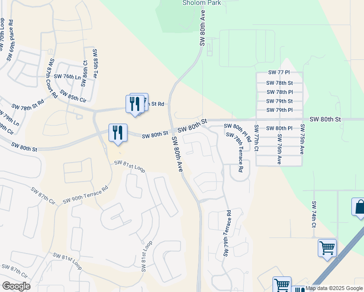 map of restaurants, bars, coffee shops, grocery stores, and more near 8053 South West 81st Loop in Ocala