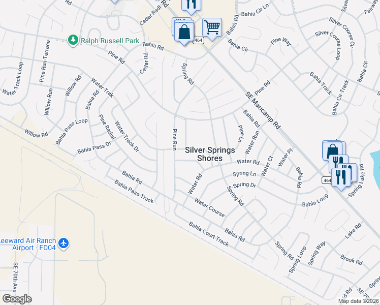 map of restaurants, bars, coffee shops, grocery stores, and more near 140 Water Trak in Ocala