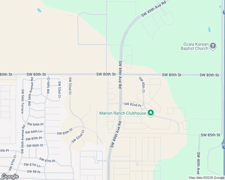 map of restaurants, bars, coffee shops, grocery stores, and more near 5040 Southwest 80th Street in Ocala