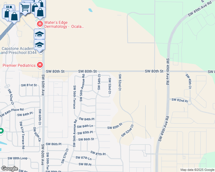 map of restaurants, bars, coffee shops, grocery stores, and more near 8140 SW 53rd Ct in Ocala