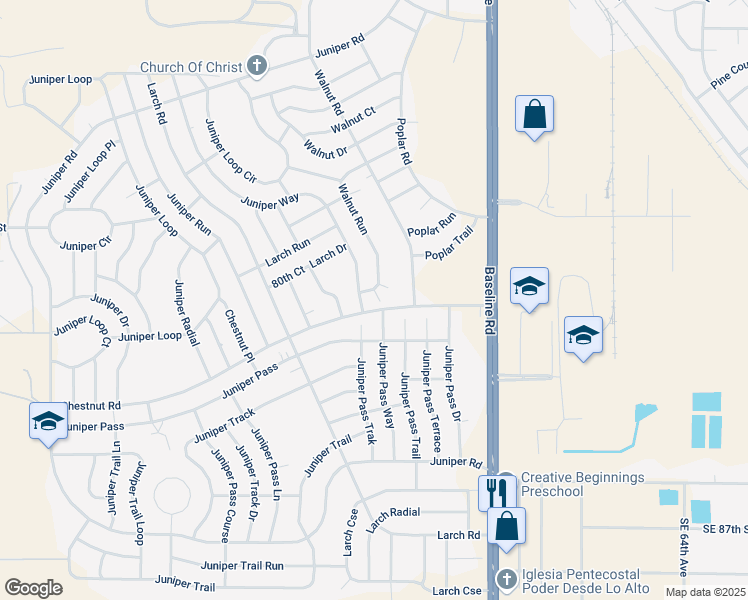 map of restaurants, bars, coffee shops, grocery stores, and more near 39 Juniper Pass Track in Ocala