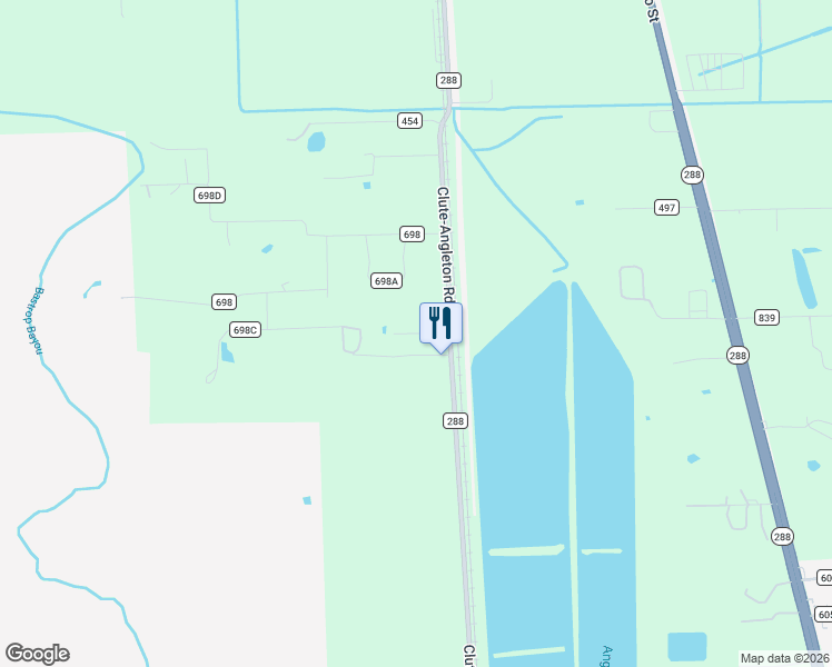 map of restaurants, bars, coffee shops, grocery stores, and more near 5701 Cook Road in Angleton