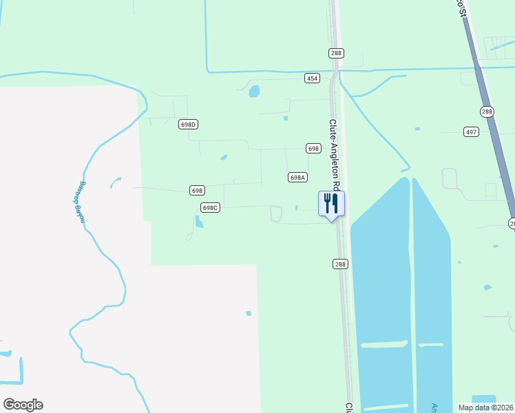 map of restaurants, bars, coffee shops, grocery stores, and more near 619 County Road 698C in Angleton